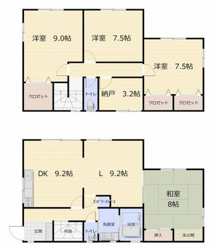 【間取り】 | 【仲介手数料０円】伊勢原市桜台4丁目　中古一戸建て | 【仲介手数料０円】伊勢原市桜台4丁目　中古一戸建て