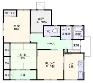 【間取り】 | 太陽光発電の平屋住宅 駐車3台／稲敷月出里 | 使いやすい間取り