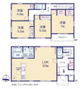 【間取り】 | 建物面積105.16㎡　広々20帖のLDK♪ホールクローク・シューズインクローク・各部屋収納付きで便利です！日当たりの良いバルコニーはお洗濯物もよく乾きそうです◎
						
