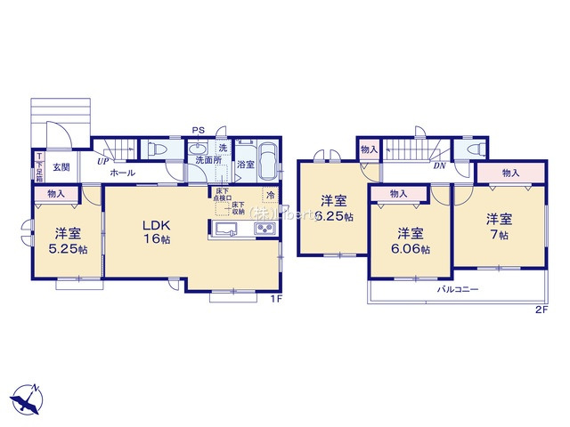 土浦市乙戸南3丁目　新築戸建　B号棟の区画図