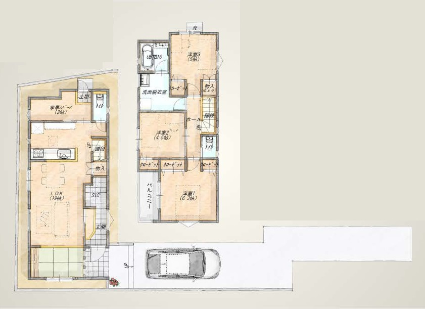 茅ヶ崎市菱沼3丁目　新築戸建　C号棟の区画図|区画図☆