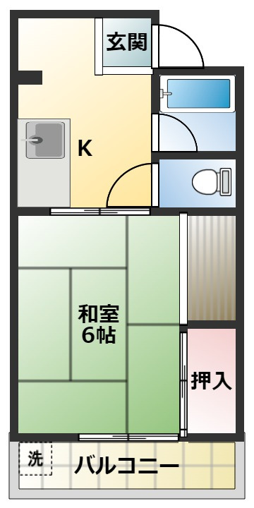 サンライフ呼続の間取り|1Kの間取りです。