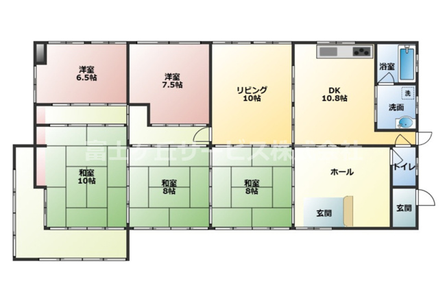 【間取り】 | 掛川市安養寺 店舗にオススメな古民家物件 | 6DK、ほぼ新品のキッチン付です