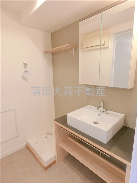 レジデンス多摩川西六郷の洗面所|独立洗面台と室内洗濯機置き場