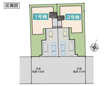かすみがうら市稲吉3丁目25-P1　新築戸建　2号棟の区画図