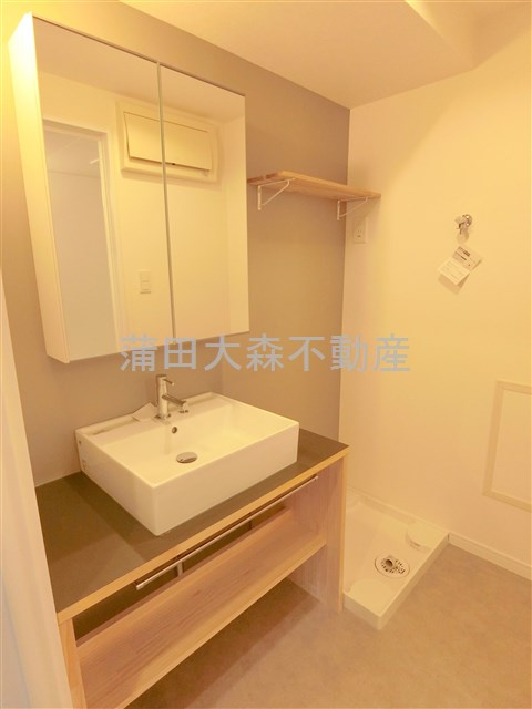 レジデンス多摩川西六郷の洗面所|独立洗面台と室内洗濯機置き場