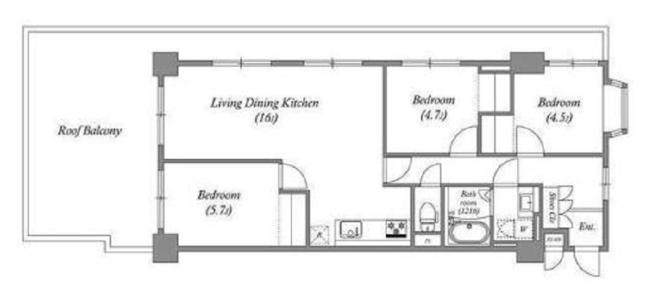 レジデンス多摩川西六郷の間取り|リビングの3LDK