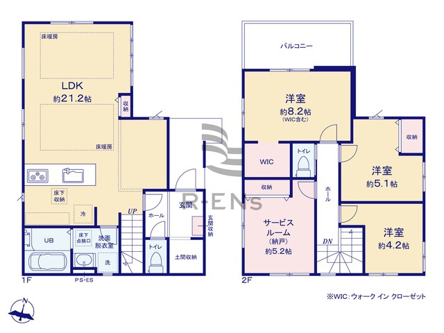 【間取り】 | 練馬区大泉学園町１丁目　新築戸建て　１号棟 | 広々約21帖のLDKでご家族ゆったりお過ごしいただけます