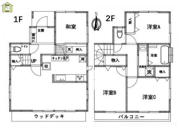 川口市大竹　中古一戸建ての間取り