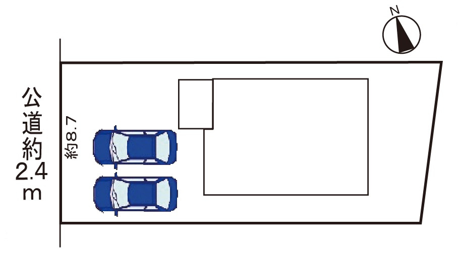 小牧市応時４丁目　中古戸建の区画図|駐車場並列２台可