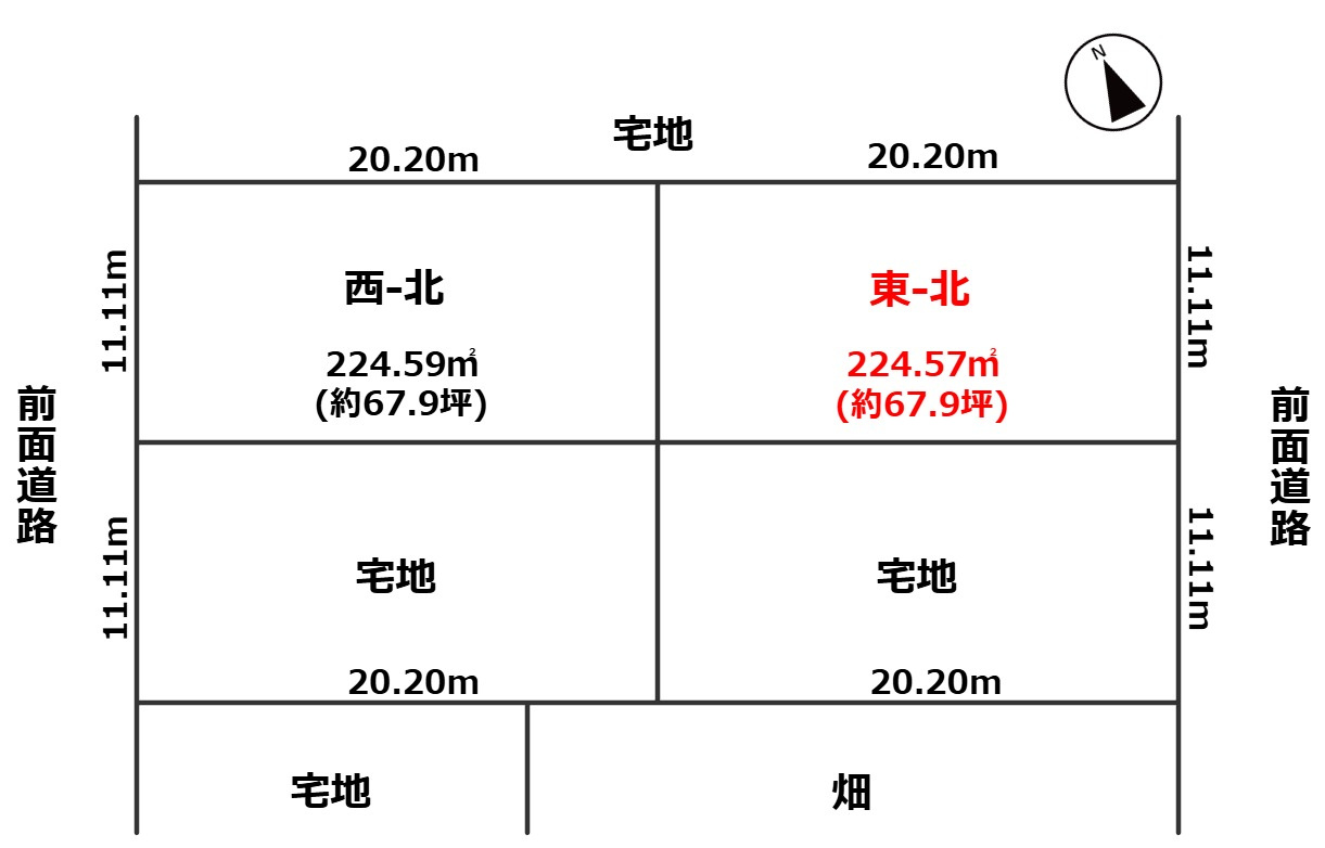 SUNタウン北畑Ⅰ-4（東-北）の土地図