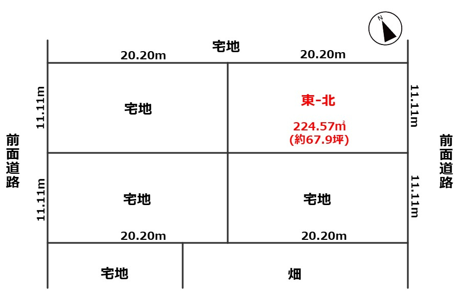 SUNタウン北畑Ⅰ-4（東-北）の土地図