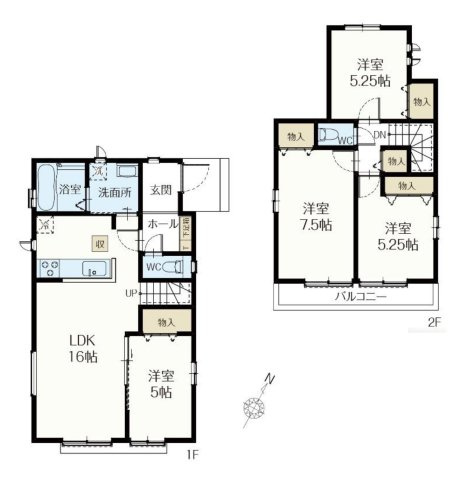 狭山市大字北入曽の新築一戸建の間取り|カースペース２台可能・対面キッチン♪