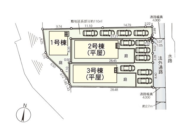 糟屋郡須恵町新原第5-3棟（3号棟）の区画図|配置図（3号棟）