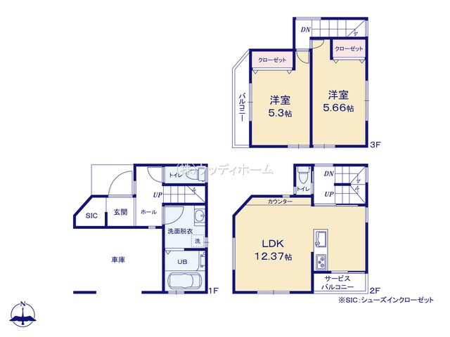 越谷市恩間　新築一戸建ての間取り