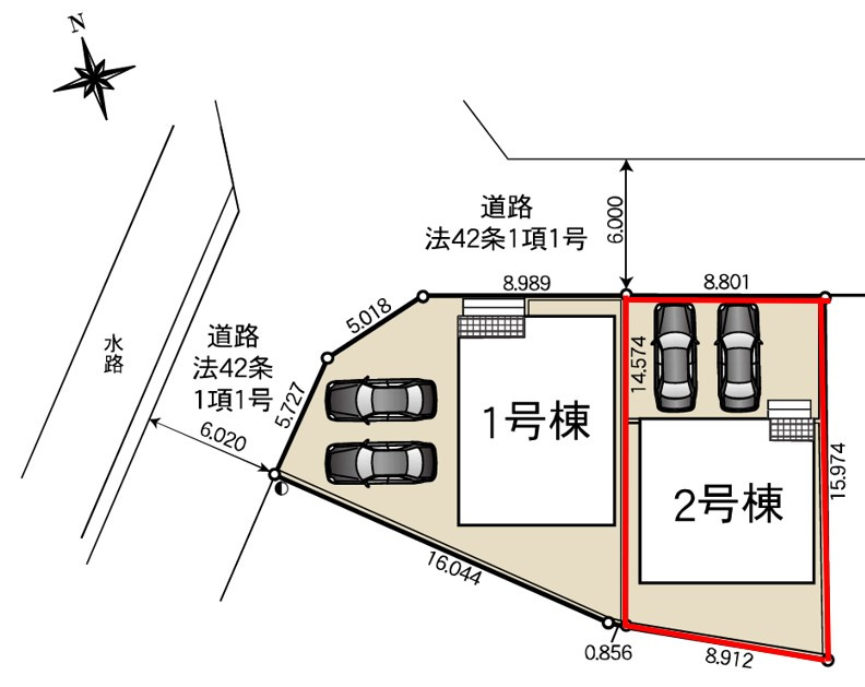 クレイドルガーデン中岡本町第10　2号棟の区画図|2号棟