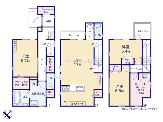 《仲介手数料無料》南区白幡６丁目1367-1新築一戸建ての間取り