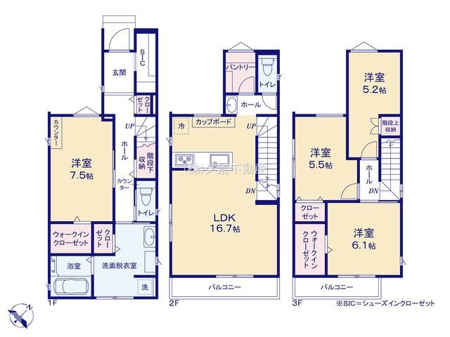 《仲介手数料無料》南区白幡６丁目1367-1新築一戸建ての間取り