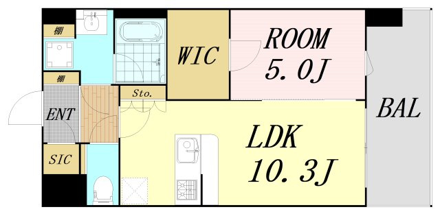 スプランディッド弁天町WEST　仲介手数料無料の間取り