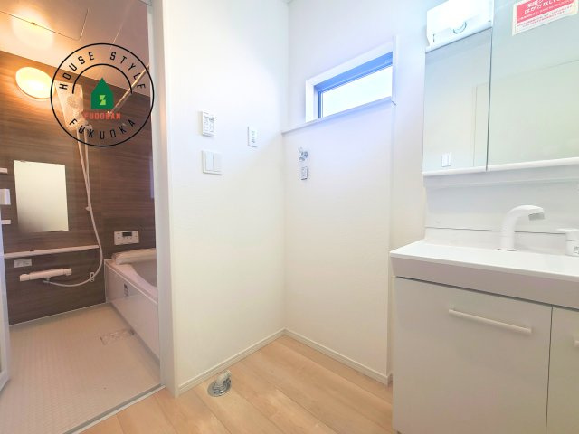 福津市西福間3丁目第7-2棟（1号棟）の内観：施工例|脱衣所、洗面所は小さなプライベートスペース。歯磨き、洗顔と毎日施す個人空間。