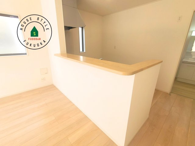 福津市西福間3丁目第7-2棟（1号棟）の内観：施工例|ダイニングとリビングのメリハリが付けやすい空間設計になっています。