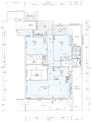 アルファステイツ神拝の間取り|専有面積90平米超、ファミリーに理想的な3LDK。LDK20畳超の大空間を中心に、家族の気配を感じつつプライベートも守れる巧みな動線設計。全居室収納とWICで、居住スペースを最大限に活用できます。