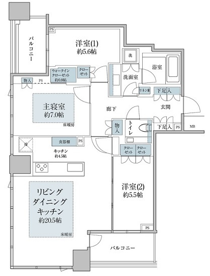 港区虎ノ門４丁目の賃貸マンションの間取り