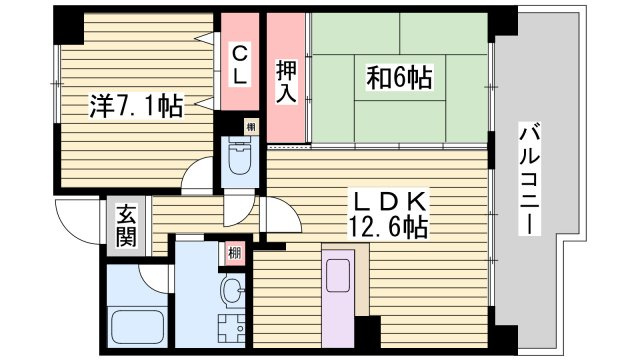 神戸市垂水区川原２丁目の賃貸マンションの間取り