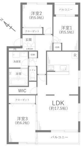 サニーウェル三渓園西館の間取り