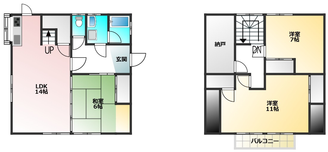 竹原町戸建ての間取り