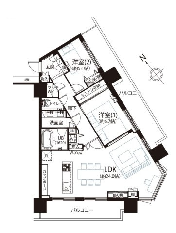 【間取り】 | ★仲介手数料無料★PRISM TOWER（眺望良好・天候次第で富士山が望めます）