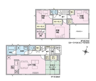 【間取り】 | 新築　新潟市西区五十嵐東第1  3号 | 3LDK＋畳コーナー＋テレワークルームの間取り、駐車スペース2台可です('ω')ノ
