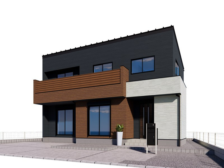 栃木市箱森　新築戸建の外観パース