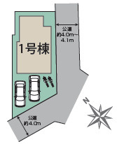 伊勢原市岡崎　新築戸建　全1棟1号棟の区画図