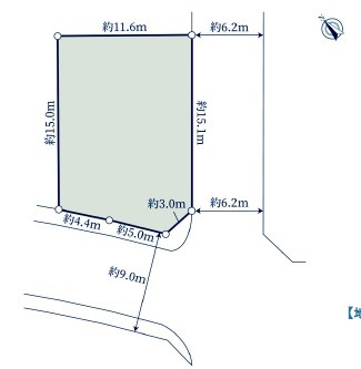 鶴ヶ島市藤金　建築条件なし売地　「若葉駅」徒歩20分　敷地56坪　【第一小学区】の土地図