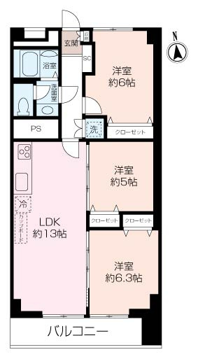 市ドリームハイツ2号棟～室内大変きれいです！～の画像