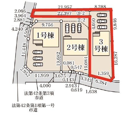 【区画図】 | 富岡市富岡第13　駐車3台＋リビングエアコン付き！