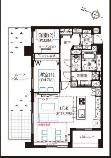 【間取り】 | ★仲介手数料無料★ イニシアイオ目黒学芸大学（高台の立地　ルーフバルコニーから東京タワーが望めます）