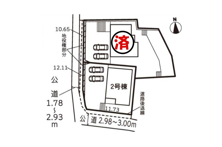 【同施工物件ご案内可能】東海市富木島町北島　全2棟の区画図|全体区画数｜全2棟
◆駐車3台可能！(但し、車種による)
◎まずは、お気軽にお問い合わせください。現地を案内しながら周辺環境も見て頂けます。