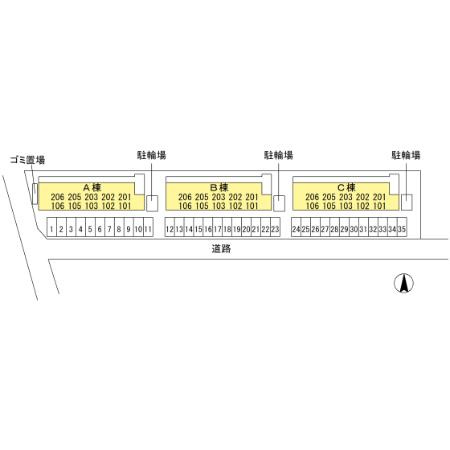 リヴェール北御座 B棟の区画図