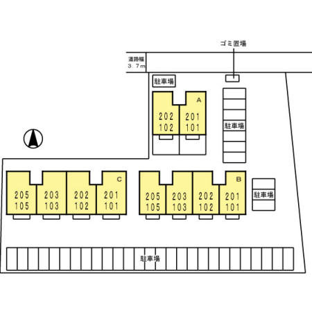 ウィルモア宮小路B棟の区画図