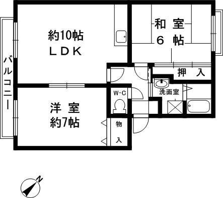 サンガーデン須磨 A棟の間取り|２LDK