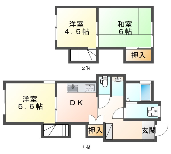 枝吉1丁目連棟戸建（北）の間取り