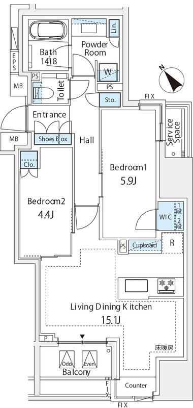 中央区銀座３丁目の賃貸マンションの間取り