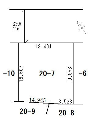 寿４丁目事務所兼住宅　戸建（中古）の区画図|11ｍ道路に18ｍ接道・357.78㎡