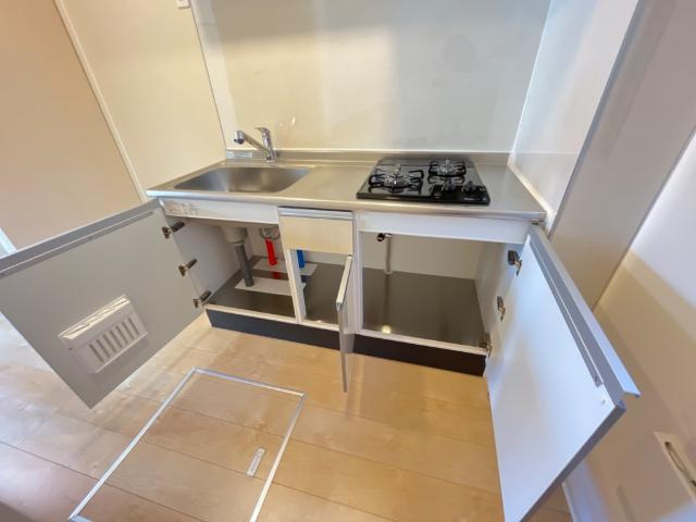 富山市北代新築アパートのキッチン|キッチン収納（イメージ）