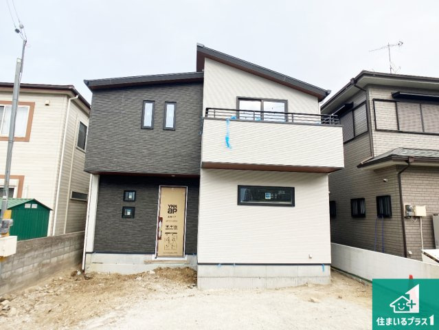 加古川市尾上町池田　新築一戸建ての外観|周辺は落ち着いた街並みの住宅地！子育てがしやすい住環境です！まだ未完成ですが、現地でしかわからない事もございます。是非一度ご覧ください。