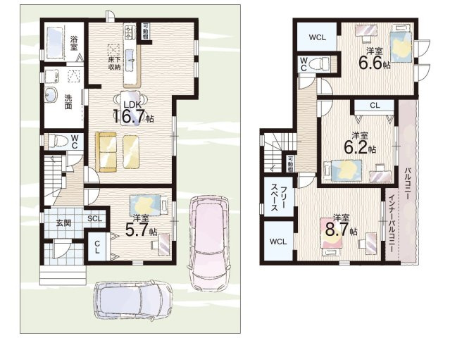 池田市伏尾台　第1期　新築一戸建ての間取り|1号地