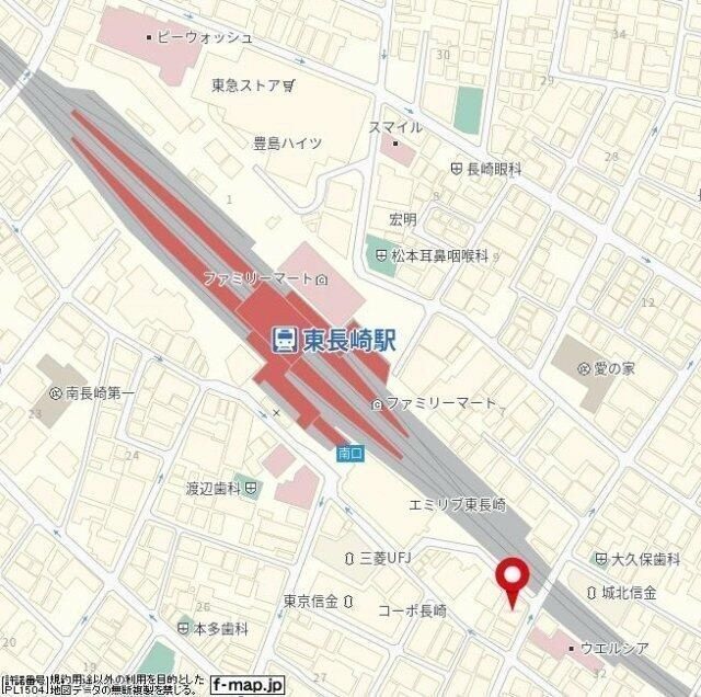 音楽マンション　セレナーデ東長崎の地図