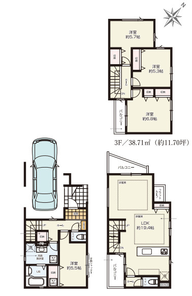 さいたま市大宮区天沼町　15期　新築一戸建て　ケイアイグレース　02の間取り